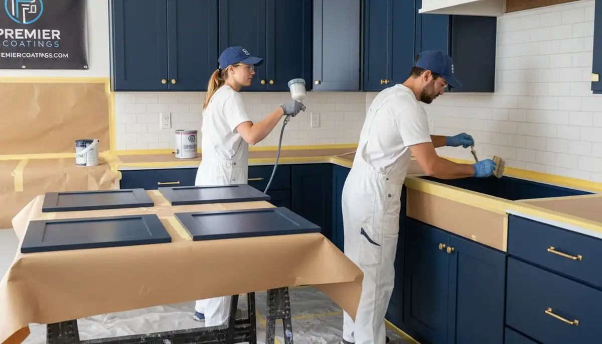 Professional cabinet painting in Plymouth, MA with smooth kitchen refinishing and durable finishes