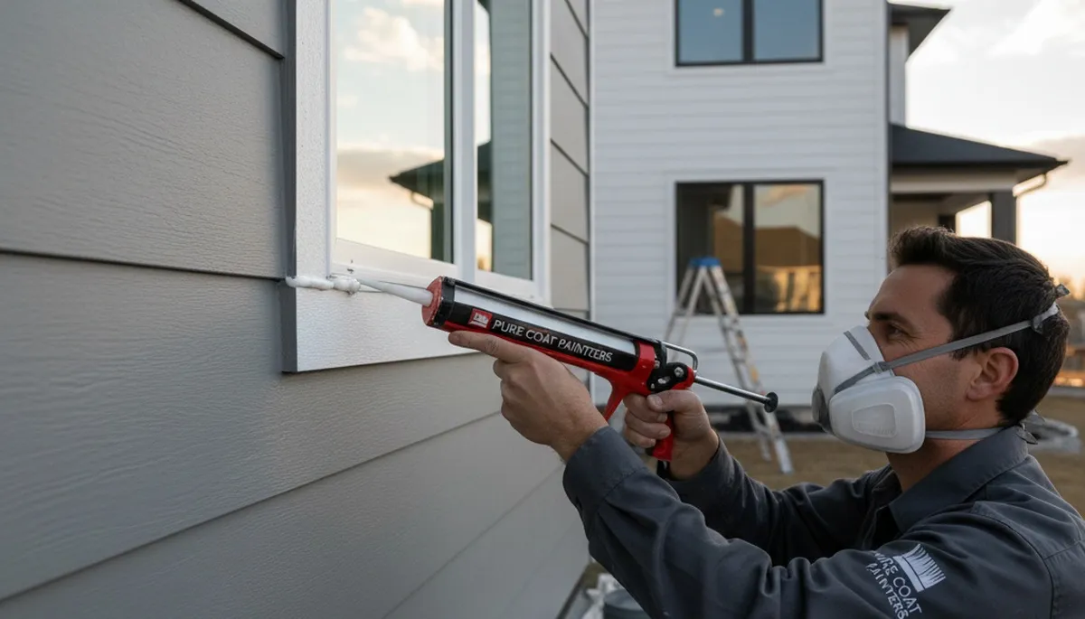 Professional caulking and sealing on Plymouth MA home exterior preventing coastal moisture damage