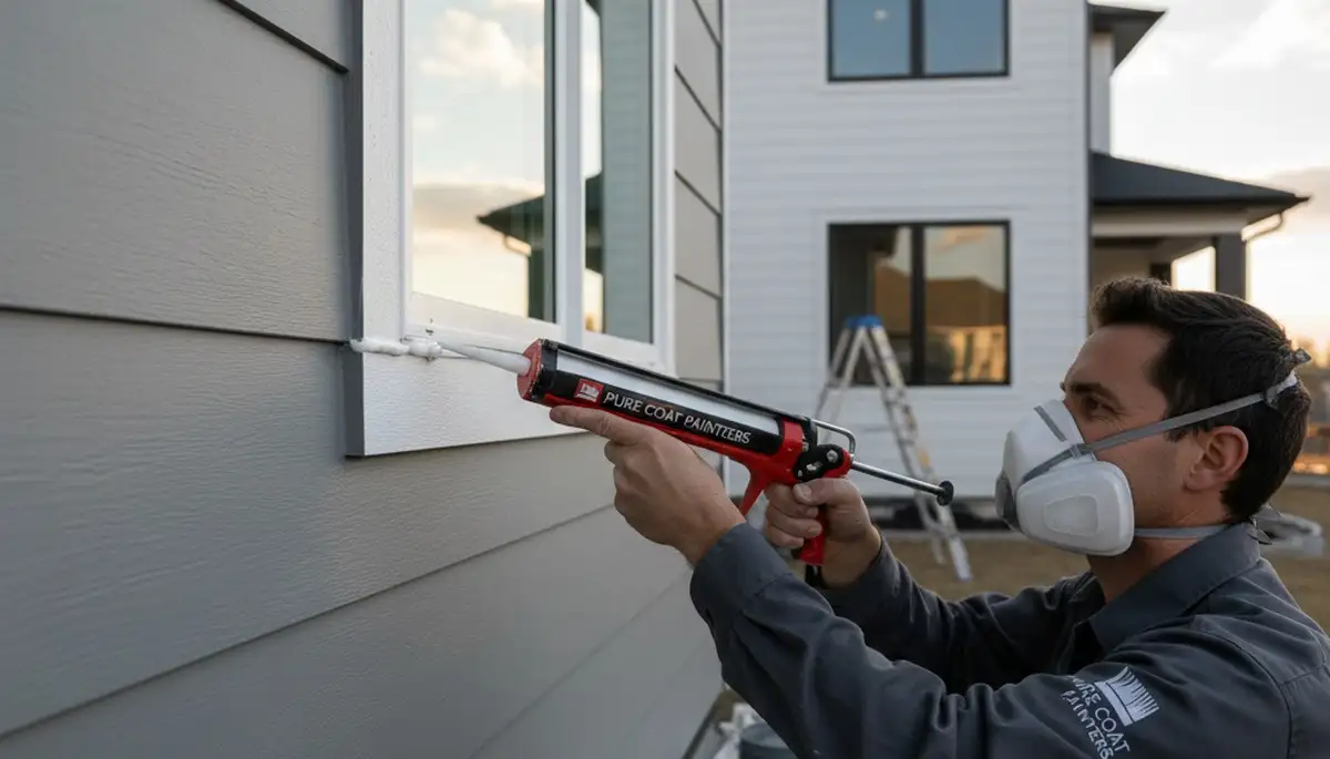 Professional caulking and sealing on Plymouth MA home exterior preventing coastal moisture damage