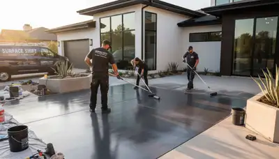 Professional concrete staining in Plymouth MA for patios, driveways, and garage floors