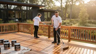 Professional deck staining in Plymouth MA protecting coastal wood decks from salt and humidity