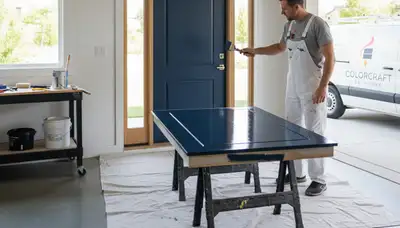 Professional door painting service in Plymouth MA by expert house painters for durable coastal finishes