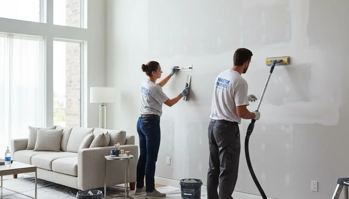 Professional drywall repair and wall restoration in a Plymouth, MA home by expert painters
