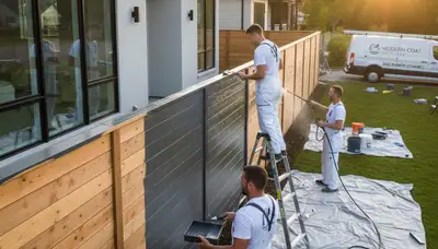 Professional fence painting in Plymouth MA with marine-grade coatings for coastal home protection