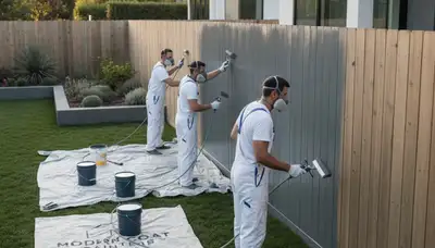Professional fence painting in Plymouth MA protecting wood from coastal salt air and moisture