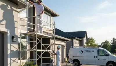 Professional gutter painting and refinishing on a coastal home in Plymouth, MA