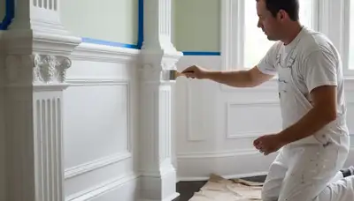 Professional interior trim painting in Plymouth, MA showcasing crisp edges and detailed craftsmanship