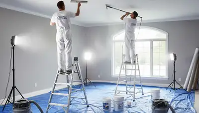 Professional popcorn ceiling removal in Plymouth MA home by local painting experts