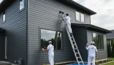 Professional siding painting on coastal home in Plymouth, MA for durable, weather-resistant finish