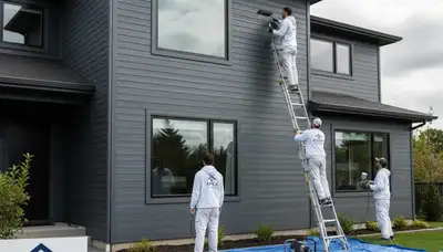 Professional siding painting on coastal home in Plymouth, MA by local house-painting experts