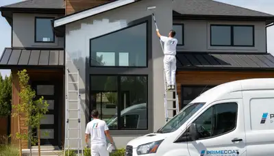 Professional trim and fascia painting on coastal home in Plymouth, MA for lasting wood protection
