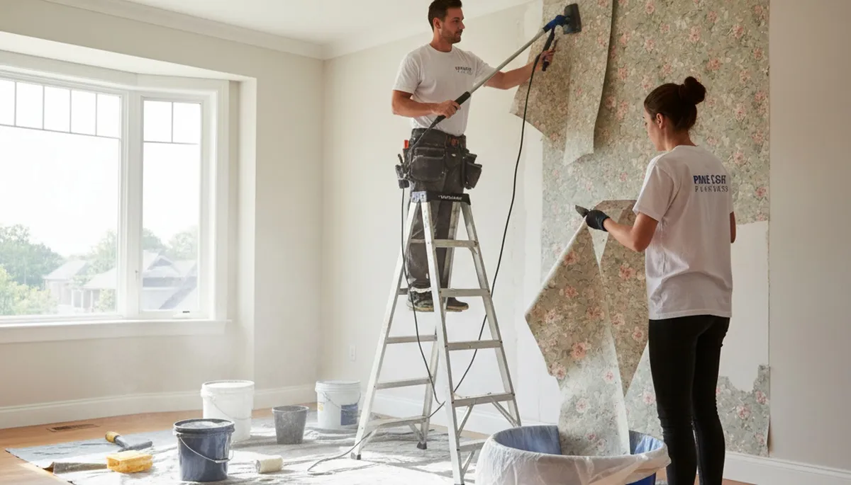 Professional wallpaper removal by expert house painters in Plymouth, MA homes