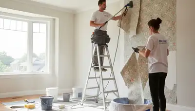 Professional wallpaper removal by expert house painters in Plymouth, MA homes